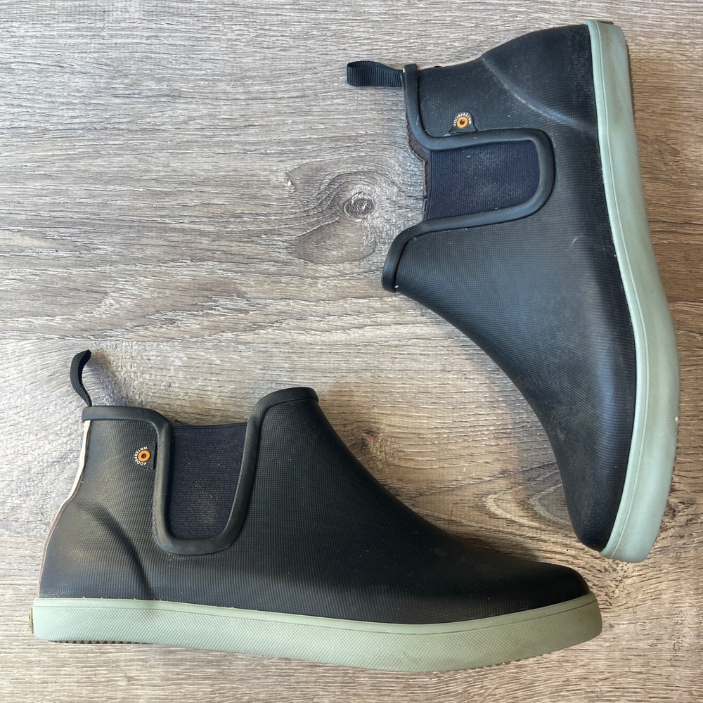 Bogs Kicker Rain Chelsea Boots Womens 9 Black Waterproof Ankle Rubber Shoes
